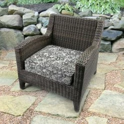 Jordan Manufacturing Custom Order Cushions Outdoor Boxed Edge Deep Seat Cushion-COPELAND NOIR RICHLOOM