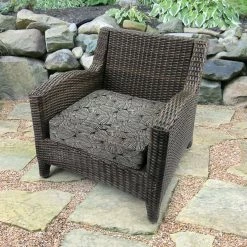 Jordan Manufacturing Custom Order Cushions Outdoor Boxed Edge Deep Seat Cushion-TALIA NOIR RICHLOOM