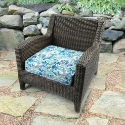 Jordan Manufacturing Custom Order Cushions Outdoor Boxed Edge Deep Seat Cushion-BALLYFIN BAY BLUE RICHLOOM