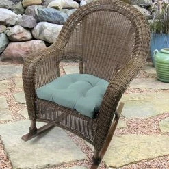 Jordan Manufacturing Custom Order Cushions Set Of 2 Outdoor 18" Wicker Chair Cushions-Sunbrella SHORE LINEN GLEN RAVEN