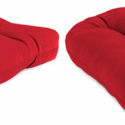 Jordan Manufacturing Set Of 2 Outdoor 18" Wicker Chair Cushions-Sunbrella CANVAS JOCKEY ACR RED ACR GLEN RAVEN