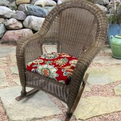 Jordan Manufacturing Set Of 2 Outdoor 18" Wicker Chair Cushions-DAELYN CHERRY RICHLOOM
