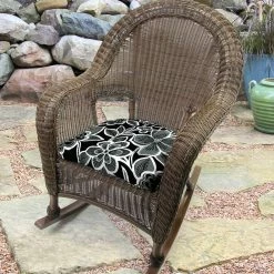 Jordan Manufacturing Set Of 2 Outdoor 18" Wicker Chair Cushions-HALSEY SHADOW RICHLOOM Custom Order Cushions