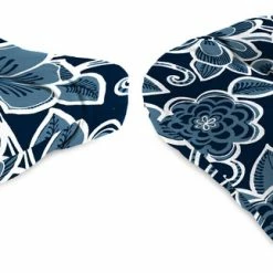 Jordan Manufacturing Set Of 2 Outdoor 18" Wicker Chair Cushions-HALSEY NAVY RICHLOOM