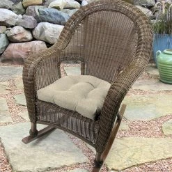 Jordan Manufacturing Custom Order Cushions Set Of 2 Outdoor 18" Wicker Chair Cushions-TORY BISQUE RICHLOOM