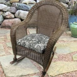 Jordan Manufacturing Custom Order Cushions Set Of 2 Outdoor 18" Wicker Chair Cushions-COPELAND NOIR RICHLOOM