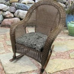 Jordan Manufacturing Set Of 2 Outdoor 18" Wicker Chair Cushions-TALIA NOIR RICHLOOM