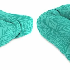 Jordan Manufacturing Set Of 2 Outdoor 18" Wicker Chair Cushions-MAVEN LAGOON Custom Order Cushions