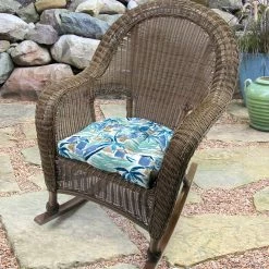 Jordan Manufacturing Set Of 2 Outdoor 18" Wicker Chair Cushions-BALLYFIN BAY BLUE RICHLOOM
