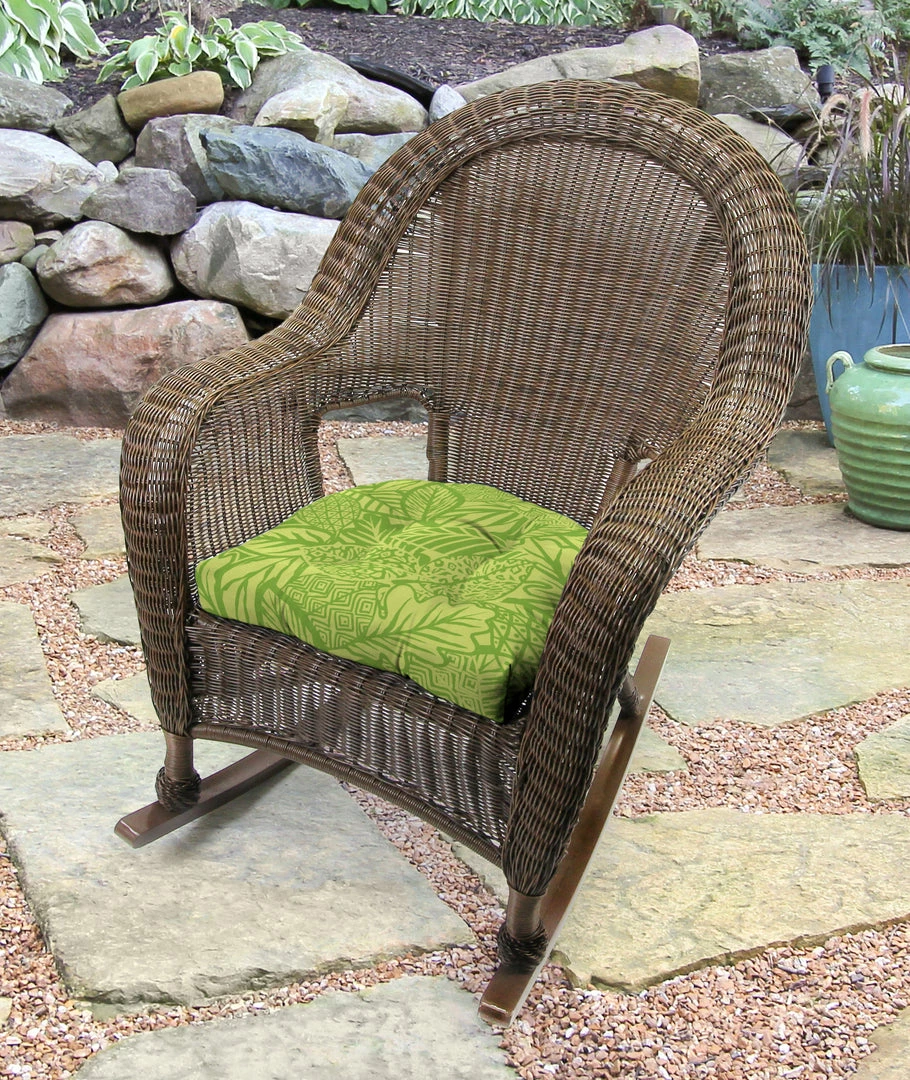 Jordan Manufacturing Custom Order Cushions Set Of 2 Outdoor 18" Wicker Chair Cushions-MAVEN LEAF RICHLOOM 2 Jordan Manufacturing Custom Order Cushions Set Of 2 Outdoor 18" Wicker Chair Cushions-MAVEN LEAF RICHLOOM