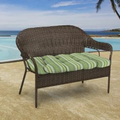 Jordan Manufacturing Outdoor 44" Wicker Loveseat Cushion-Sunbrella FOSTER SURFSIDE RAVEN Custom Order Cushions