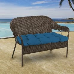 Jordan Manufacturing Custom Order Cushions Outdoor 44" Wicker Loveseat Cushion-Sunbrella CAVAS REGATTA GLEN RAVEN