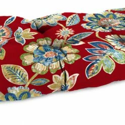 Jordan Manufacturing Outdoor 44" Wicker Loveseat Cushion-DAELYN CHERRY RICHLOOM Custom Order Cushions