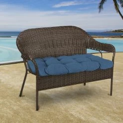 Jordan Manufacturing Custom Order Cushions Outdoor 44" Wicker Loveseat Cushion-HUSK TEXTURE CAPRI RICHLOOM