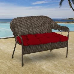 Jordan Manufacturing Outdoor 44" Wicker Loveseat Cushion-MCHUSK BERRY RICHLOOM Custom Order Cushions