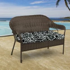 Jordan Manufacturing Custom Order Cushions Outdoor 44" Wicker Loveseat Cushion-HALSEY SHADOW RICHLOOM
