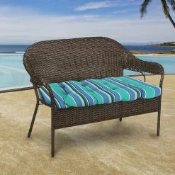 Jordan Manufacturing Custom Order Cushions Outdoor 44" Wicker Loveseat Cushion-Sunbrella DOLCE STR OASIS ACR GLEN RAVEN