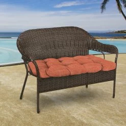 Jordan Manufacturing Custom Order Cushions Outdoor 44" Wicker Loveseat Cushion-TORY SUNSET RICHLOOM