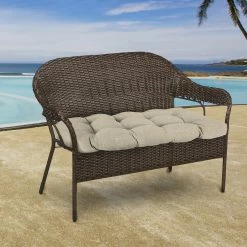 Jordan Manufacturing Outdoor 44" Wicker Loveseat Cushion-TORY BISQUE RICHLOOM Custom Order Cushions
