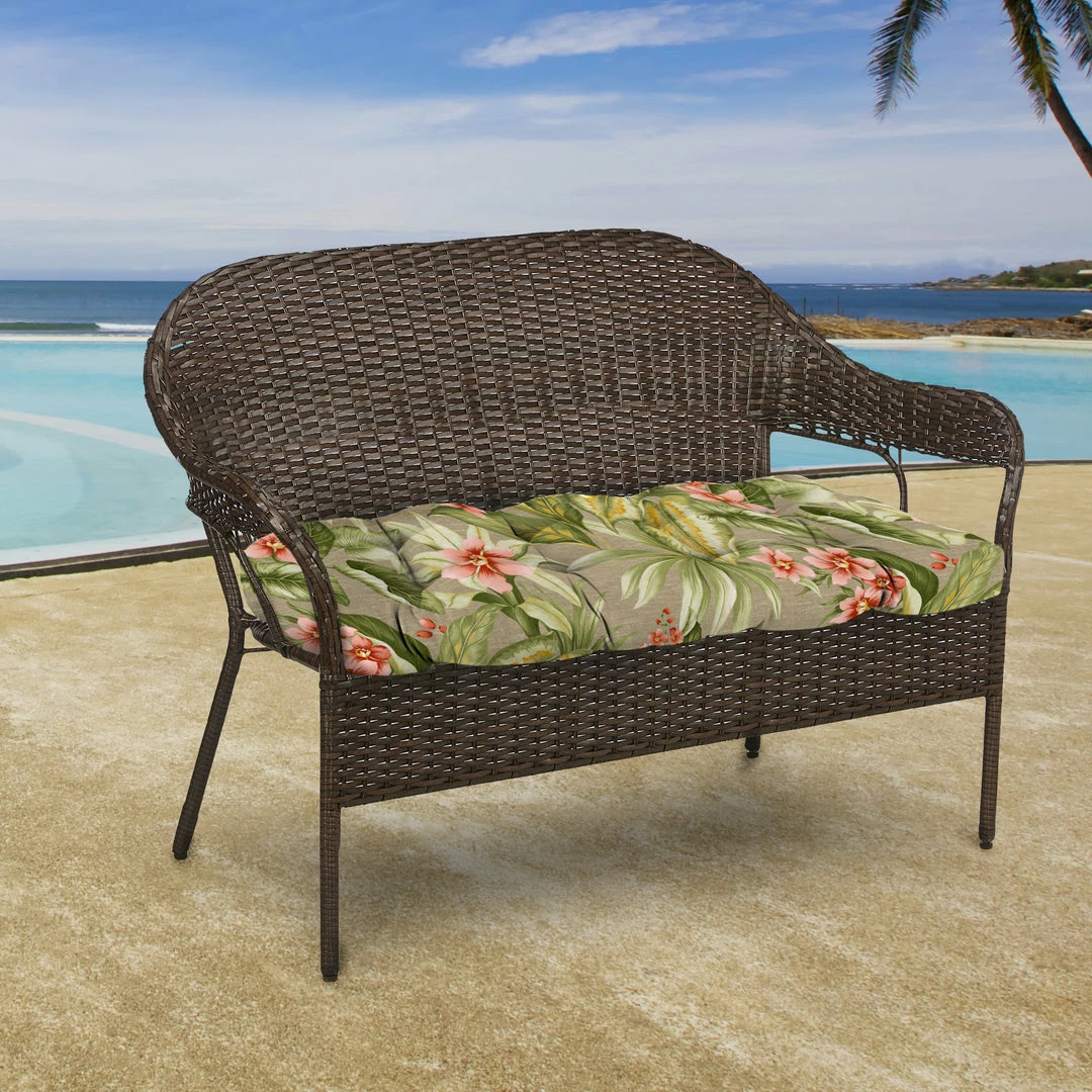 Jordan Manufacturing Outdoor 44" Wicker Loveseat Cushion-TAHITI SUNRISE RICHLOOM 2 Jordan Manufacturing Outdoor 44" Wicker Loveseat Cushion-TAHITI SUNRISE RICHLOOM