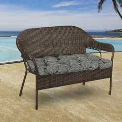 Jordan Manufacturing Outdoor 44" Wicker Loveseat Cushion-TALIA NOIR RICHLOOM Custom Order Cushions