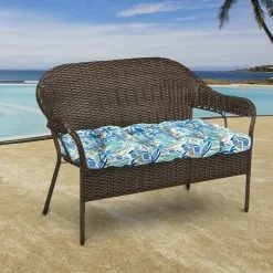 Jordan Manufacturing Custom Order Cushions Outdoor 44" Wicker Loveseat Cushion-BALLYFIN BAY BLUE RICHLOOM