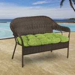Jordan Manufacturing Outdoor 44" Wicker Loveseat Cushion-MAVEN LEAF RICHLOOM Custom Order Cushions