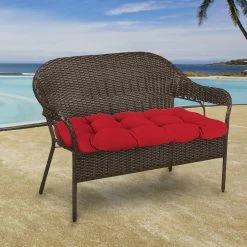 Jordan Manufacturing Outdoor 44" Wicker Loveseat Cushion-Sunbrella CANVAS JOCKEY ACR RED ACR GLEN RAVEN