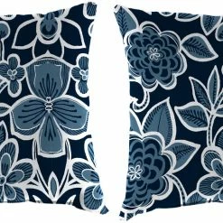 Jordan Manufacturing Outdoor 18" Accessory Throw Pillows-HALSEY NAVY RICHLOOM