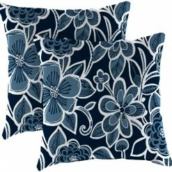 Jordan Manufacturing Outdoor 18" Accessory Throw Pillows-HALSEY NAVY RICHLOOM