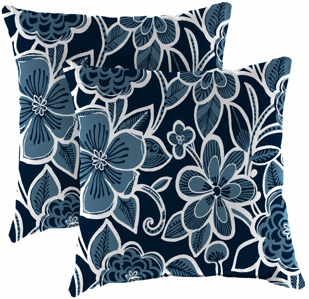 Jordan Manufacturing Outdoor 18" Accessory Throw Pillows-HALSEY NAVY RICHLOOM 2 Jordan Manufacturing Outdoor 18" Accessory Throw Pillows-HALSEY NAVY RICHLOOM