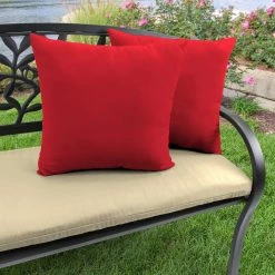 Jordan Manufacturing Custom Order Cushions Outdoor 18" Accessory Throw Pillows, Set Of 2- Sunbrella CANVAS JOCKEY ACR RED ACR GLEN RAVEN