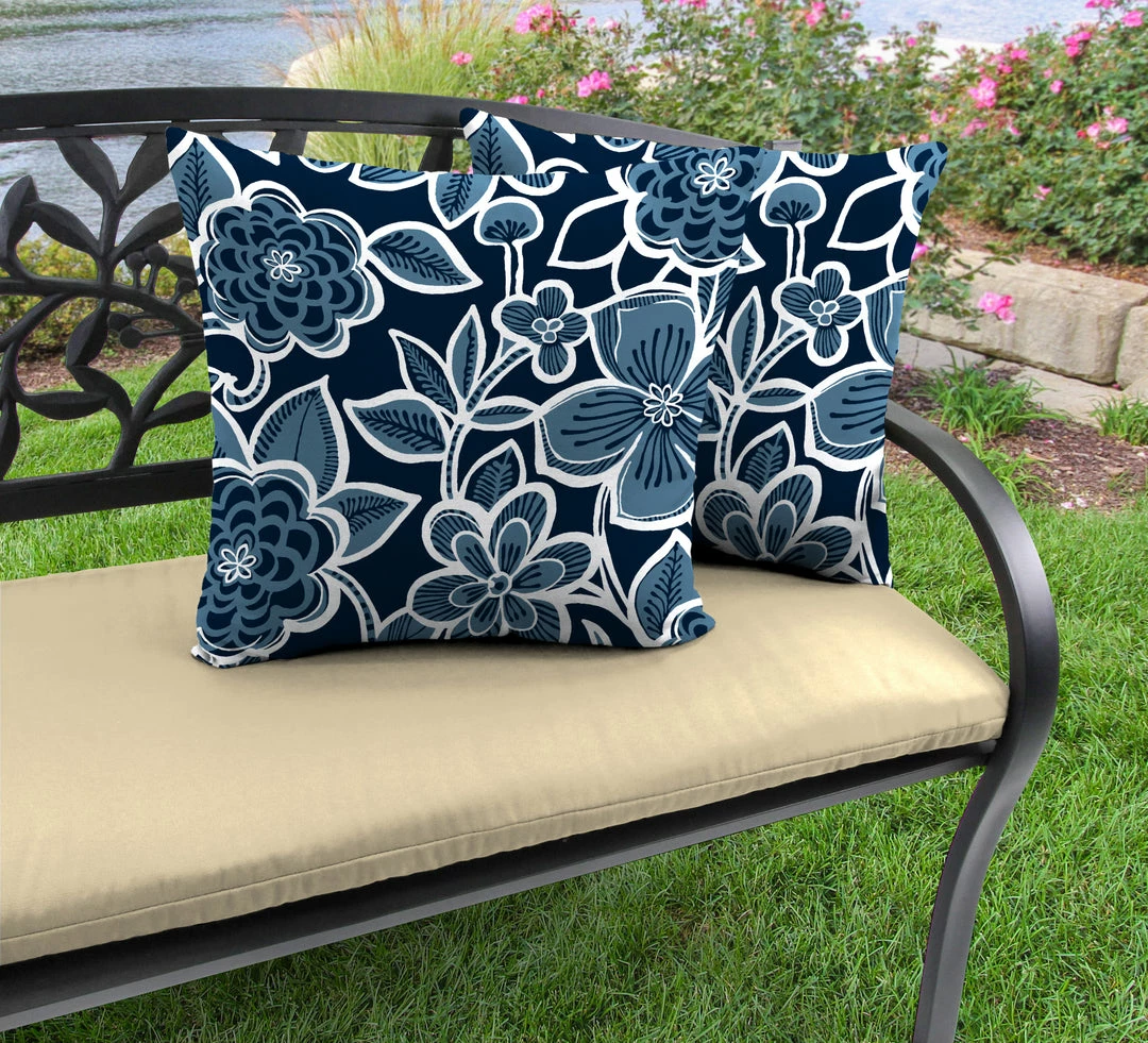 Jordan Manufacturing Outdoor 18" Accessory Throw Pillows-HALSEY NAVY RICHLOOM 3 Jordan Manufacturing Outdoor 18" Accessory Throw Pillows-HALSEY NAVY RICHLOOM