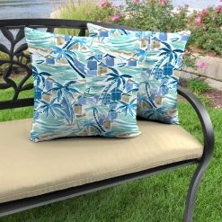Jordan Manufacturing Outdoor 18" Accessory Throw Pillows-BALLYFIN BAY BLUE RICHLOOM Custom Order Cushions