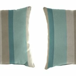 Jordan Manufacturing Custom Order Cushions Outdoor 16" Accessory Throw Pillows, Set Of 2- Sunbrella GETAWAY MIST GLEN RAVEN