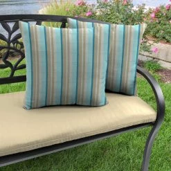 Jordan Manufacturing Custom Order Cushions Outdoor 16" Accessory Throw Pillows, Set Of 2- Sunbrella GETAWAY MIST GLEN RAVEN