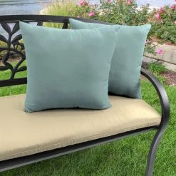 Jordan Manufacturing Outdoor 16" Accessory Throw Pillows, Set Of 2- Sunbrella SHORE LINEN GLEN RAVEN Custom Order Cushions