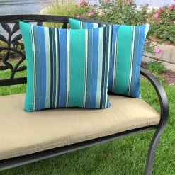 Jordan Manufacturing Custom Order Cushions Outdoor 16" Accessory Throw Pillows, Set Of 2- Sunbrella DOLCE STR OASIS ACR GLEN RAVEN