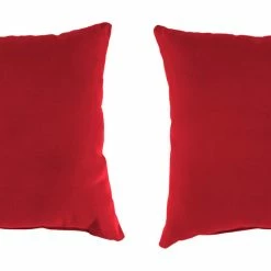 Jordan Manufacturing Custom Order Cushions Outdoor 16" Accessory Throw Pillows, Set Of 2- Sunbrella CANVAS JOCKEY ACR RED ACR GLEN RAVEN