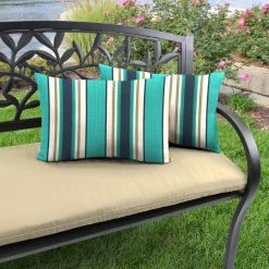Jordan Manufacturing Outdoor Lumbar Accessory Throw Pillows, Set Of 2- Sunbrella TOKEN SURFSIDE GLEN RAVEN