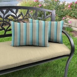 Jordan Manufacturing Outdoor Lumbar Accessory Throw Pillows, Set Of 2- Sunbrella GETAWAY MIST GLEN RAVEN Custom Order Cushions