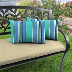 Jordan Manufacturing Outdoor Lumbar Accessory Throw Pillows, Set Of 2- Sunbrella DOLCE STR OASIS ACR GLEN RAVEN Custom Order Cushions