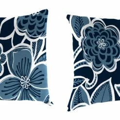 Jordan Manufacturing Outdoor Lumbar Accessory Throw Pillows, Set Of 2-HALSEY NAVY RICHLOOM Custom Order Cushions