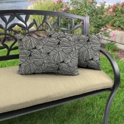 Jordan Manufacturing Outdoor Lumbar Accessory Throw Pillows, Set Of 2-TALIA NOIR RICHLOOM Custom Order Cushions