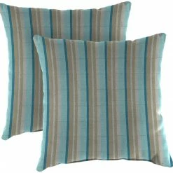 Jordan Manufacturing Custom Order Cushions 20" Outdoor Accessory Throw Pillows, Set Of 2- Sunbrella GETAWAY MIST GLEN RAVEN