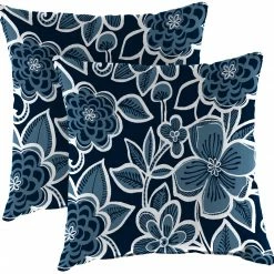 Jordan Manufacturing Custom Order Cushions 20" Outdoor Accessory Throw Pillows, Set Of 2-HALSEY NAVY RICHLOOM