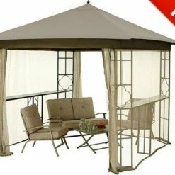 TOPS Clearance Mainstays Landsdowne Heights Double Shelf Gazebo Canopy - High Grade 300D