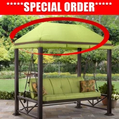 TOPS Gazebo Canopy Replacement Sullivan Pointe Gazebo Porch Swing Replacement Canopy | Green, Red