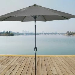 Umbrellas Jordan Manufacturing 9FT Steel Market Umbrella In Grey