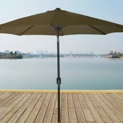 Jordan Manufacturing 9FT Steel Market Umbrella In Khaki Umbrellas